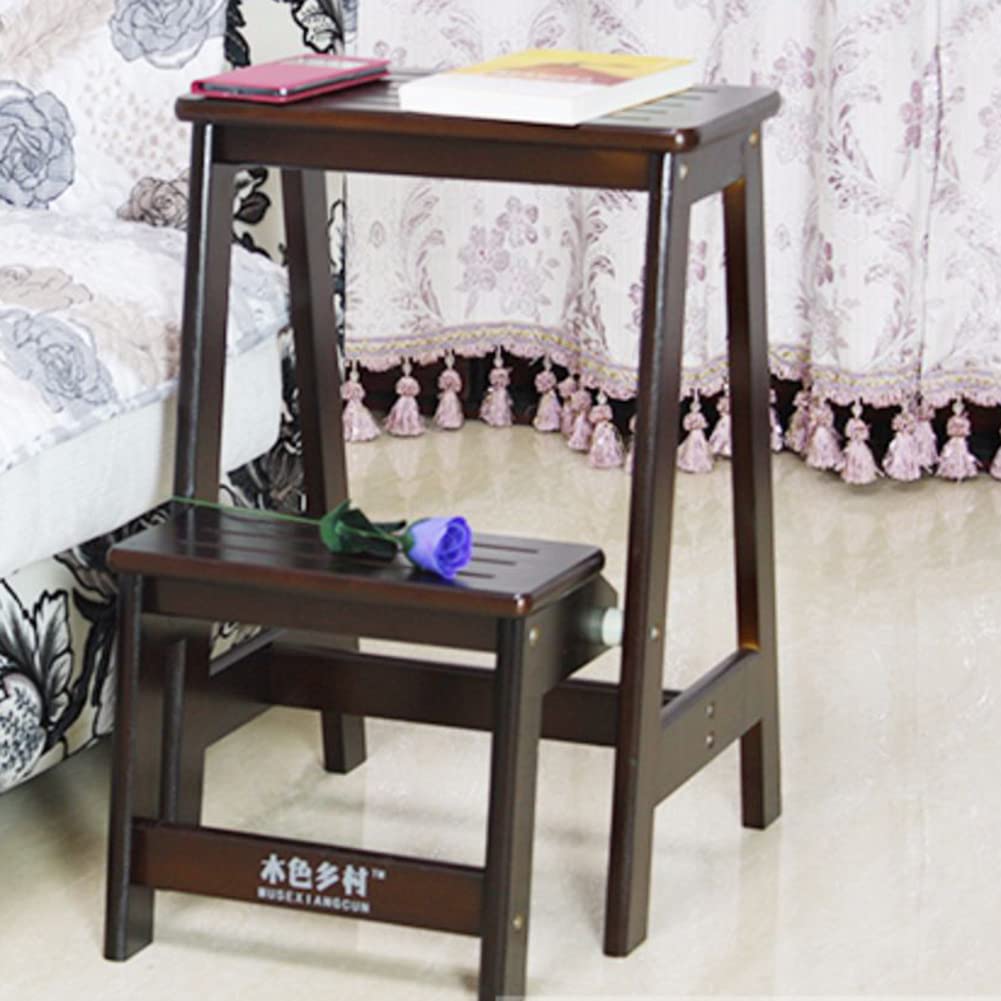 FALIYORS Step Stool Folding Ladder Stool,Solid Wood Flower Shelf Stand-Household Wooden Ladder Multifunction Indoor Ascend Ladder Maximum Load Bed Step Stools for High Beds 150kg