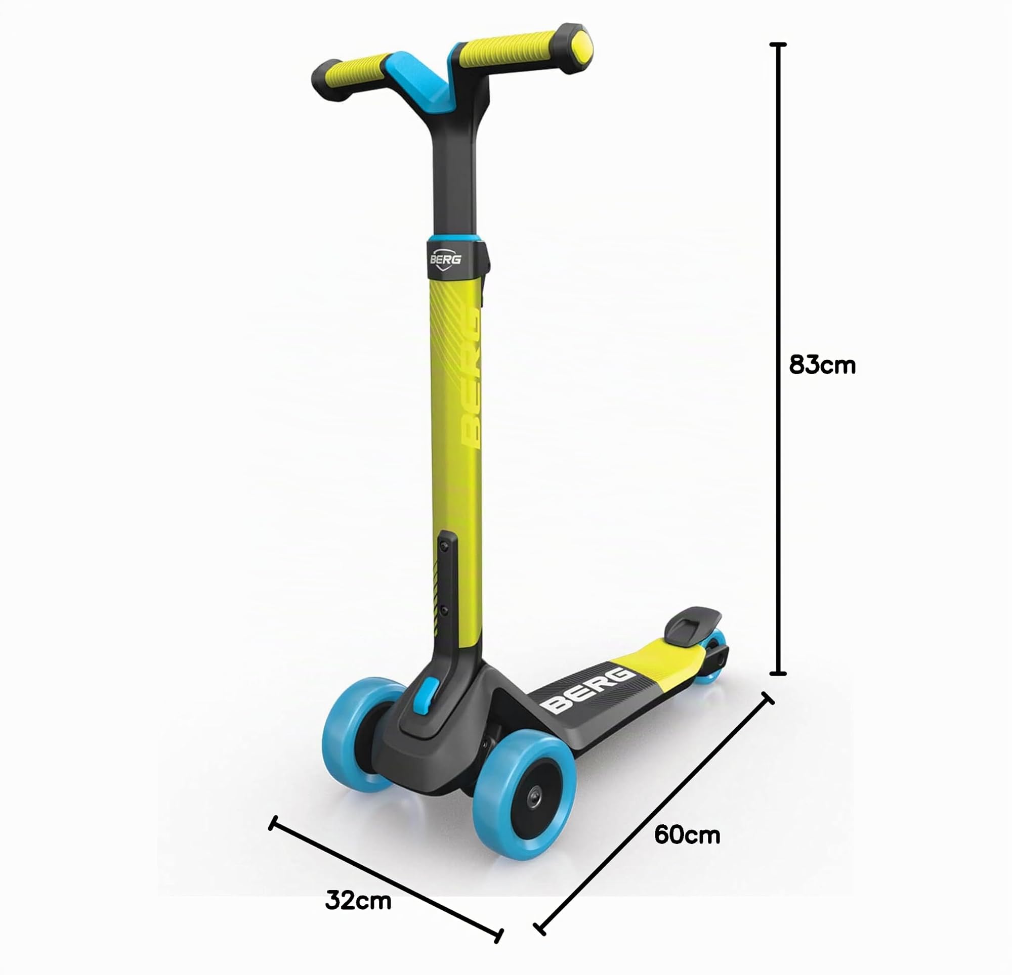 BERG Nexo Kinderroller Kinderscooter faltbar ab 2 Jahre | Höhenverstellbarer Tretroller Scooter | Dreirad Roller für Kinder Jungen & Mädchen, bis 12 Jahre