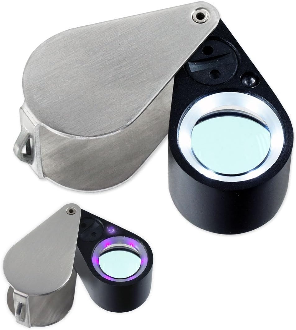 Ade Advanced Optics Premium Lighted 10x21 Triplet Lens Color Jeweler's Loupe with Leather Case