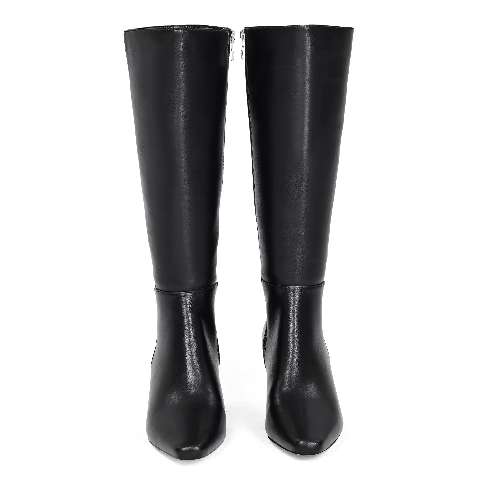 GENSHUO Botas Altas Mujer hasta la Rodilla con Tacón Kitten 5 cm, Punta Cuadrada, Cremallera Lateral, Cómodas y Elegantes para Otoño Invierno