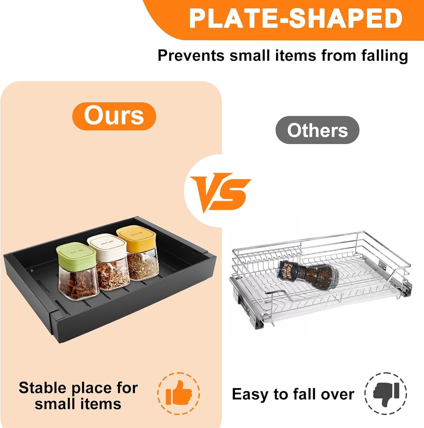 Cassetto Estraibile Cucina,Cassetti Telescopico Armadio,Cassetti Estraibili Con Adesivo,Larghezza Regolabile Da 32 a 53 Cm Con Guida Autoadesiva Silenziosa,Non Richiede Forature Né Chiodi - 4