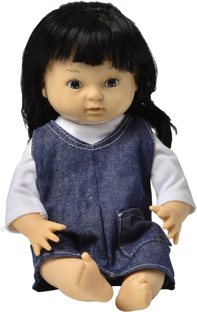 Constructive Playthings 13" Multi-Ethnic Asian Girl Doll with Moveable Head, Arms and Legs, Safe Painted Eyes and Durable Washable Clothes for Ages 19 Months and Up