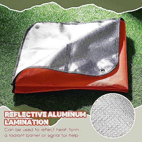Image of Kingdder 2 Pcs Heavy Duty Emergency Blankets for Survival Camping Blanket Insulated Tarp 60 x 82 Inches Outdoor Waterproof Thermal Reflective Tarp Tent Insulation for Camp Hiking Picnic