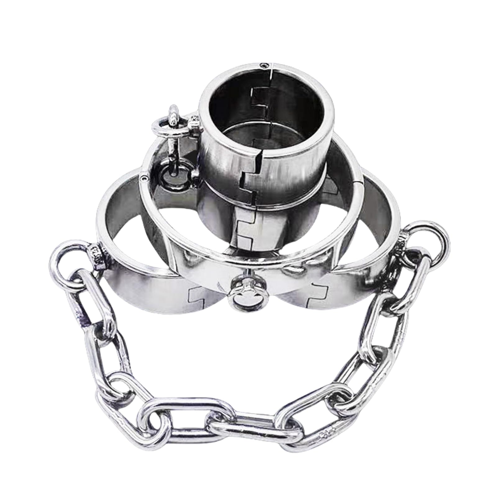 Edelstahl 4 cm Hoch Schraubenschloss Halskragen, Handschellen & Fußfesseln mit Ketten Slave Schwere Sex Werkzeug BDSM Bondage Sexspielzeug für Fetisch & Paare Spiele,Männer,Kragen