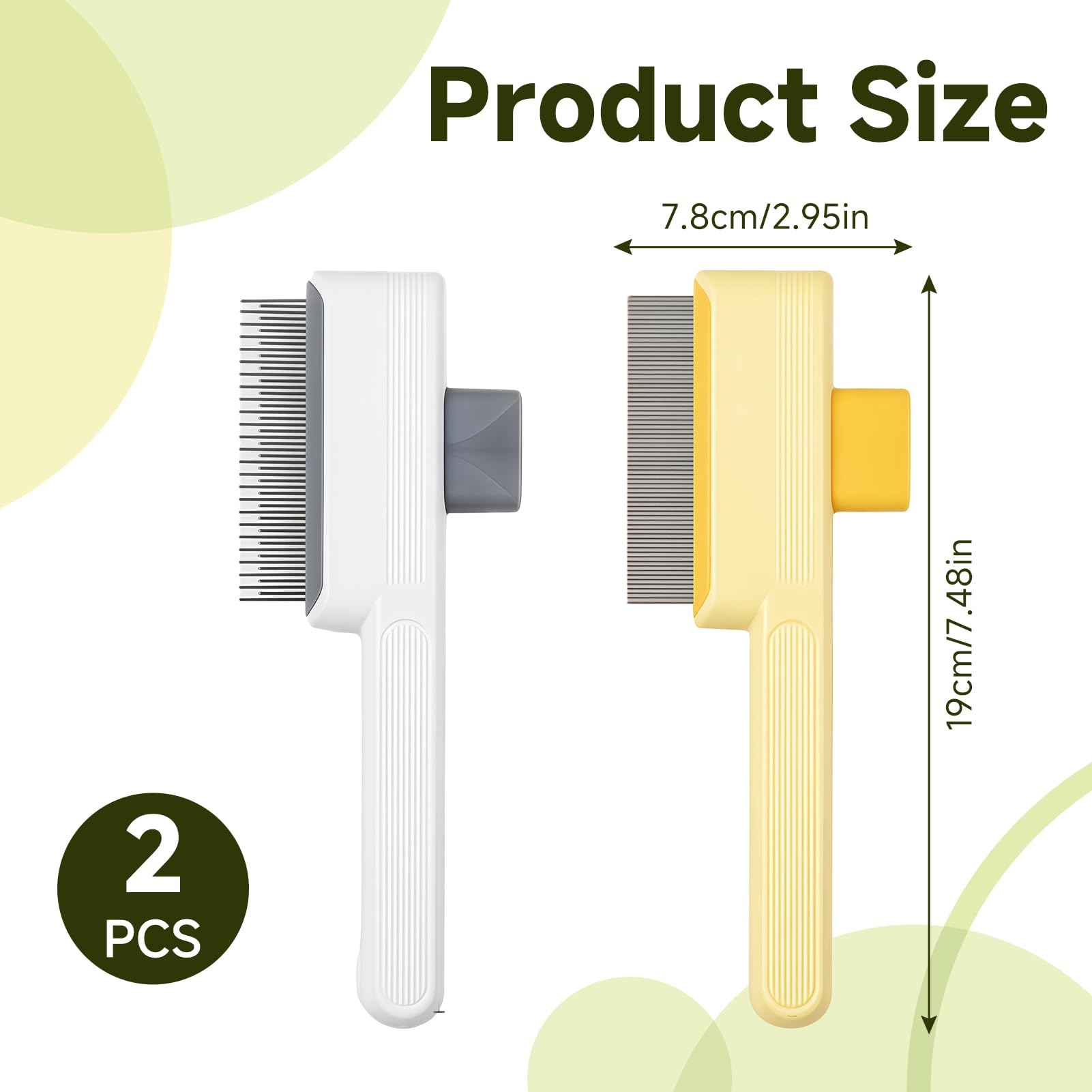 OIHCAZ Flea Comb for Cats Dogs 2PCS Cat Brush with Release Button and Stainless Steel Teeth - Image 2
