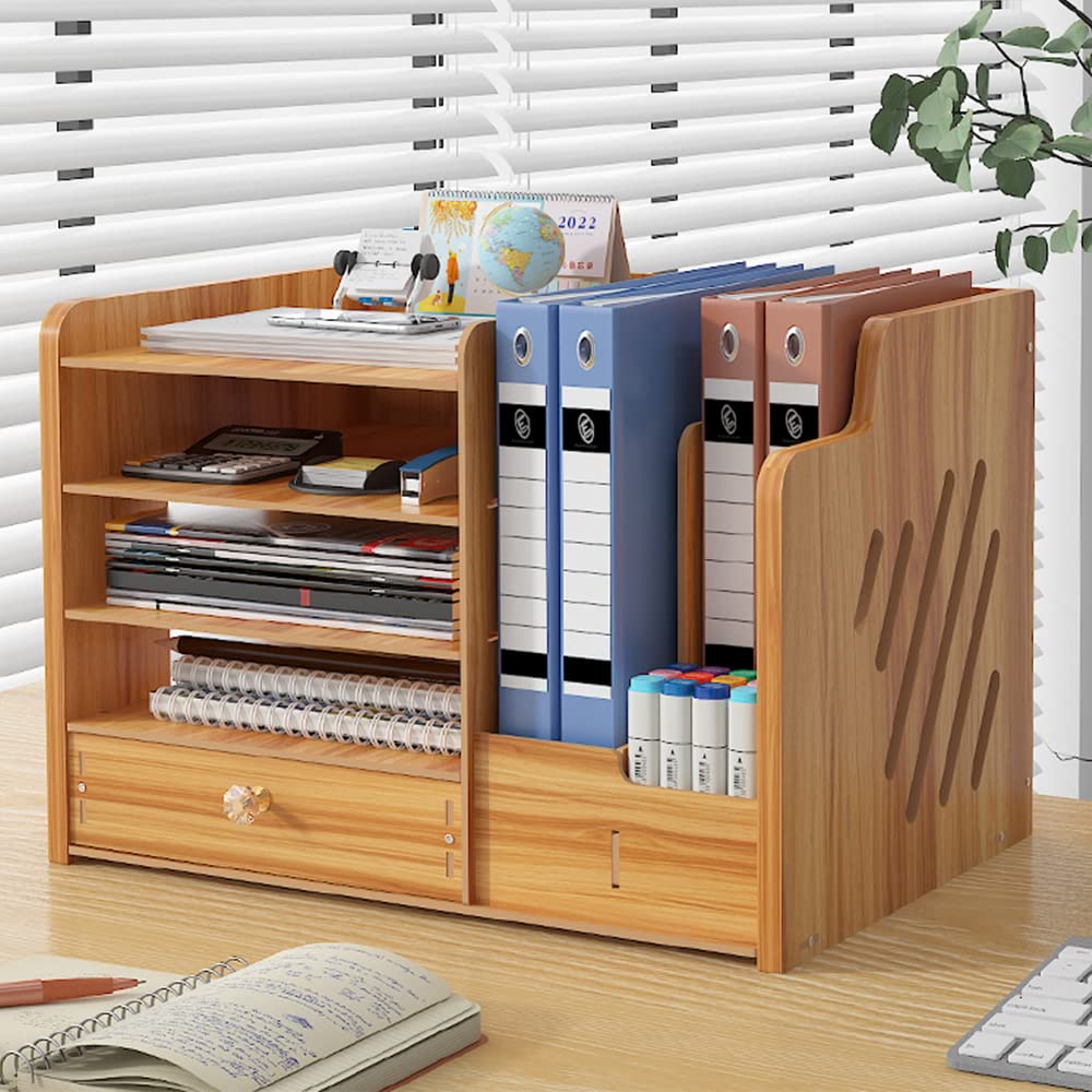 NUODWELL Schreibtisch-Organizer aus Holz, Schreibtisch-Datei-Organizer