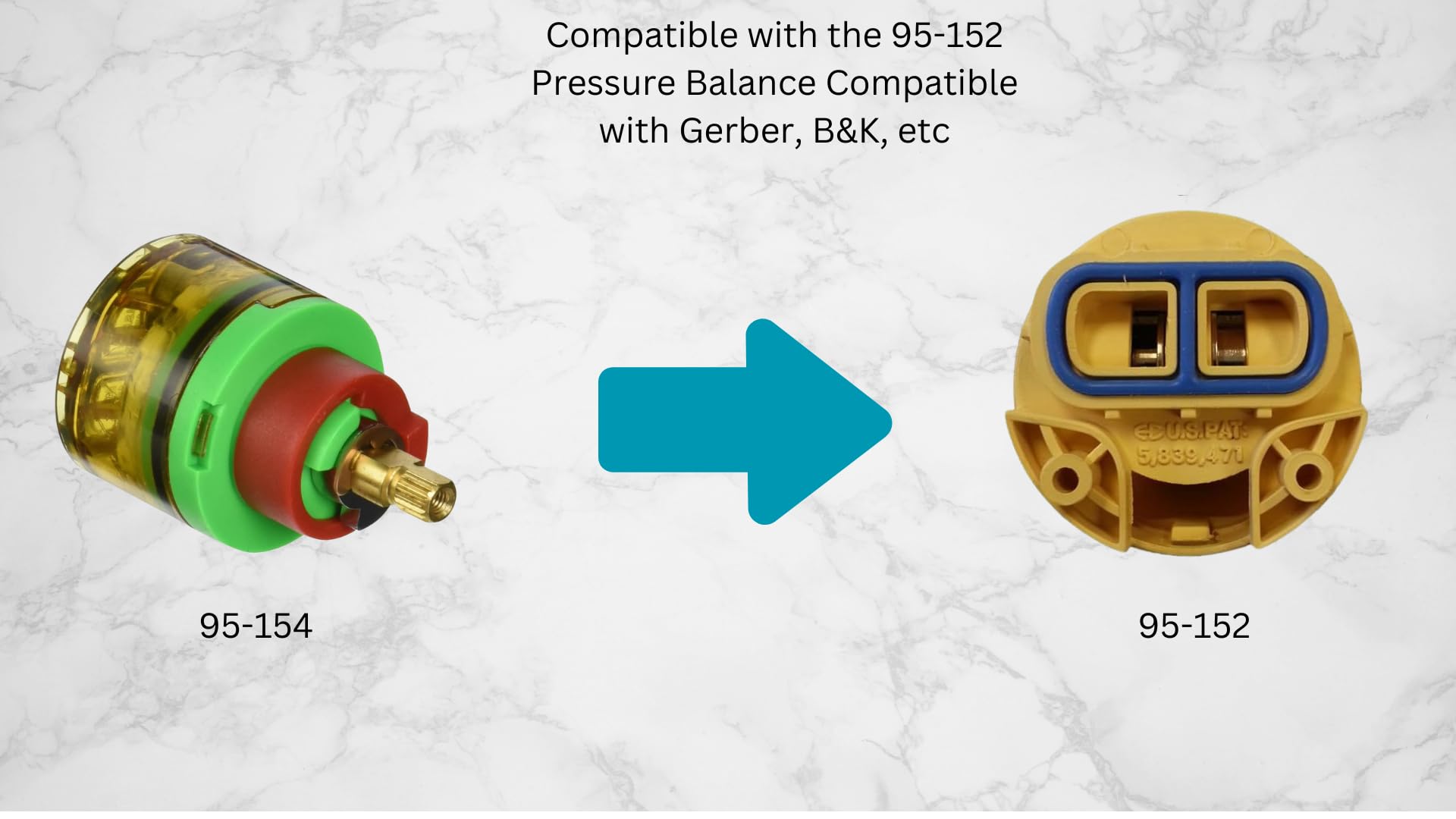 T & T Hardware Cartucho de ducha compatible con Gerber 95-154, 40 mm, verde, rojo