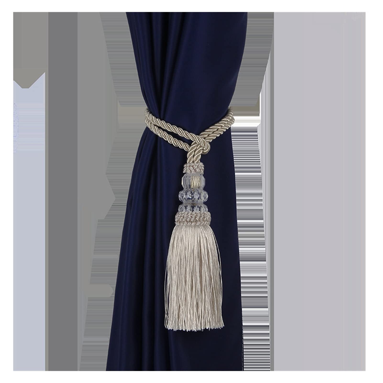 WSZMD Handmade Curtain Tiebacks 1PC Curtain Tassel Tieback Curtain Holder Tiebacks with Plastic Ball Curtain Tie Backs Bandage Rope Decorative (Color : Beige)