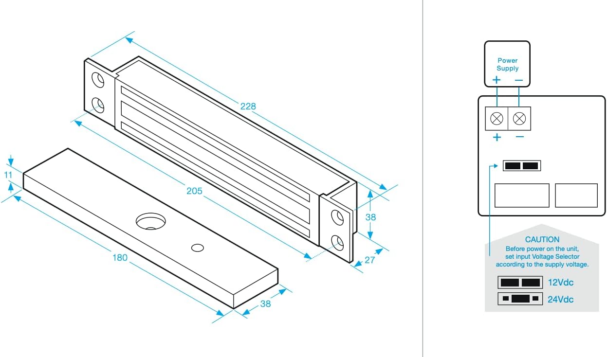 SecureMyDoor Door Lock Fail Safe Maglock for Access Control 272KG (600lbs) Holding