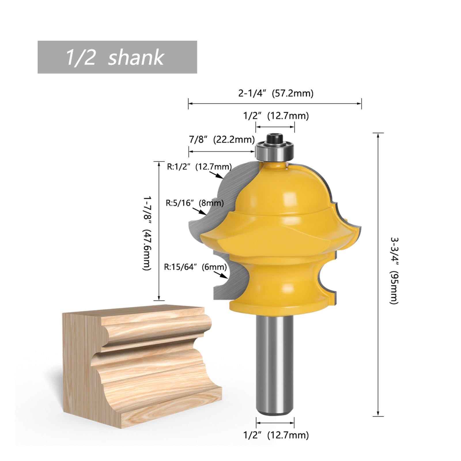 1PC 12mm 1/2 "Vástago Multiforma Multi-perfil Moldeo Bit Fresa de puerta for herramientas de carpintería de madera(12.7mm shank)