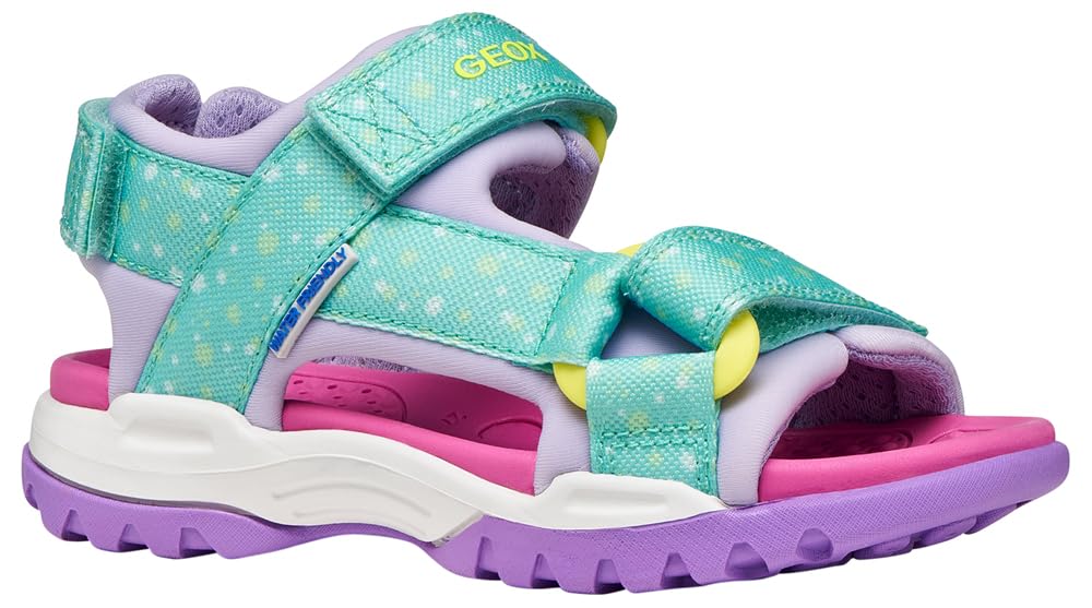 Geox Girl's J Borealis Sandal, Aqua Lilac, 13 UK