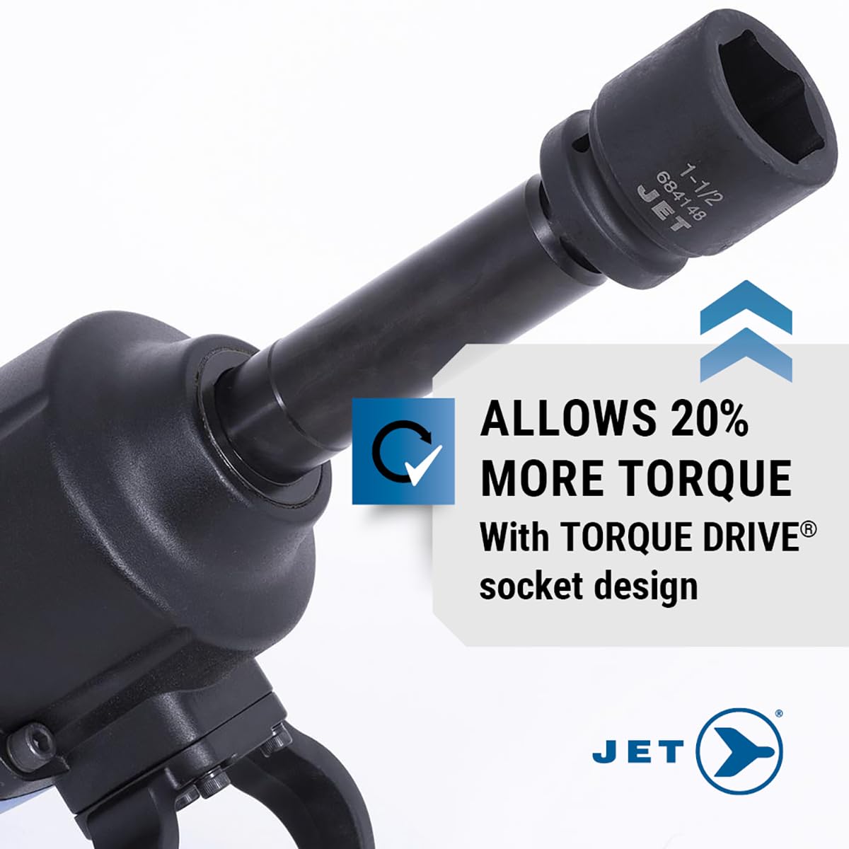 JET 1 Inch Drive Impact Socket Set - SAE 6 Point Standard Sockets with Torque Drive - 18 Pieces - 3