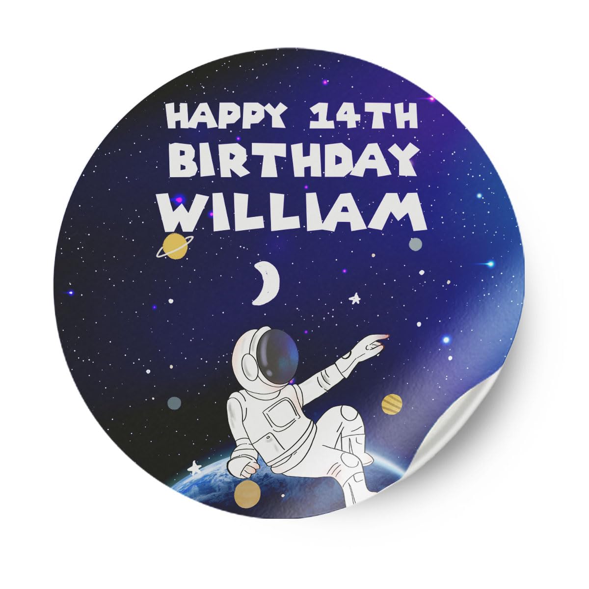 Personalised Any Name Astronaut Design Birthday Stickers Party Decoration Labels 33 (250, 80mm)