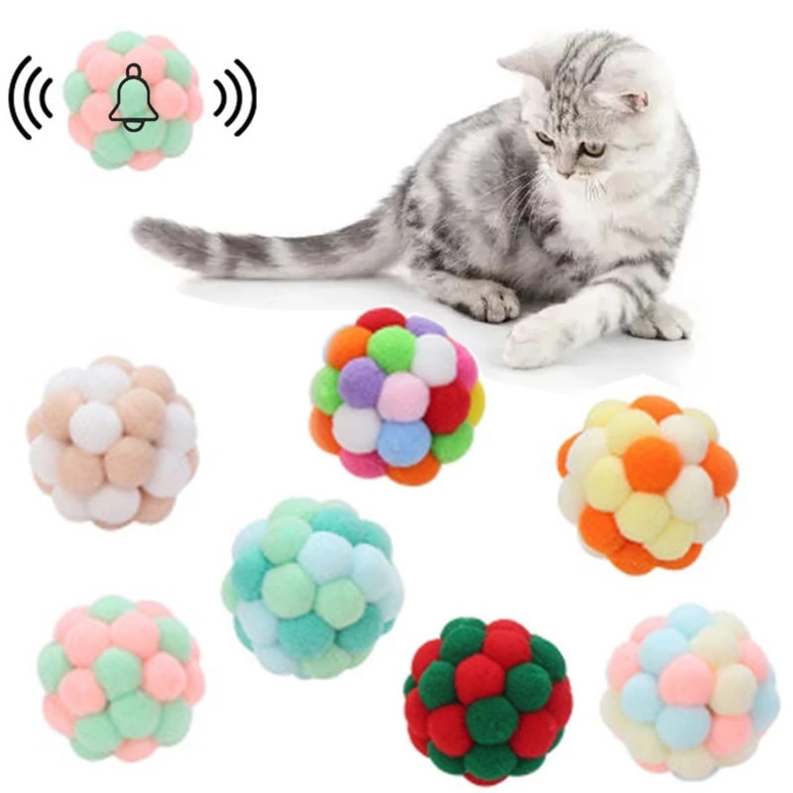 Katzenangel, Katzenspielzeug Interaktives Plüsch Künstliche Bunte Katzen Teaser Spielzeug 4Cm Katzenplüschspielzeug 4St