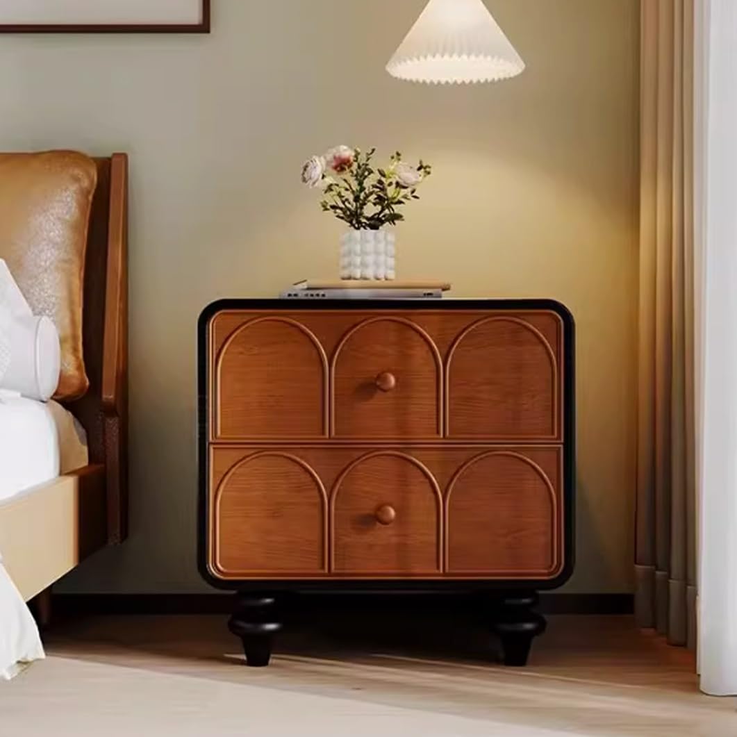 Table d'appoint de canapé rétro en bois bicolore 45cm avec tiroirs de rangement