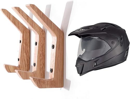 LWKBE 4 soportes para casco de motocicleta soporte para casco de motocicleta soporte de madera soporte de pared para casco ecuestre soporte para