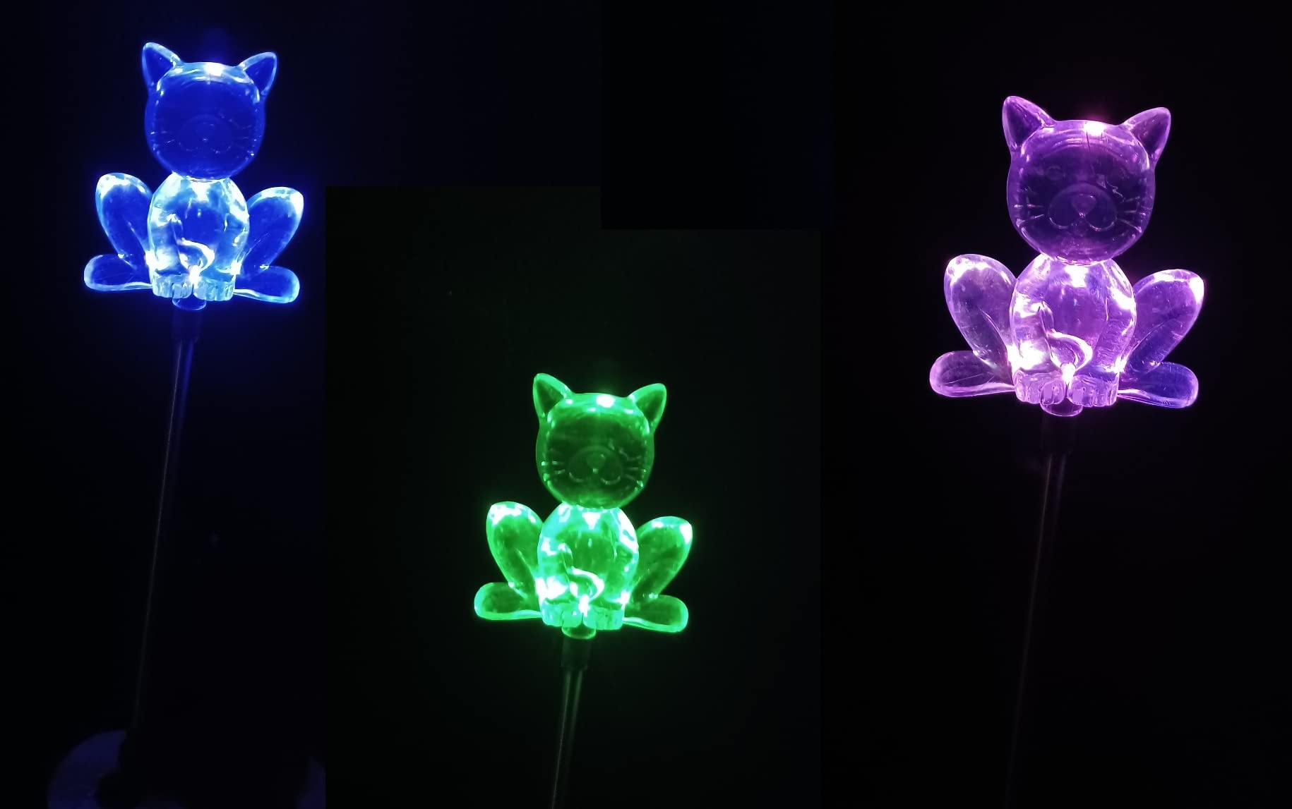 Starry Illuminate 3 PCS Solar Color Changing Style Garden Stake Light Pathway Stake Light (Cat)