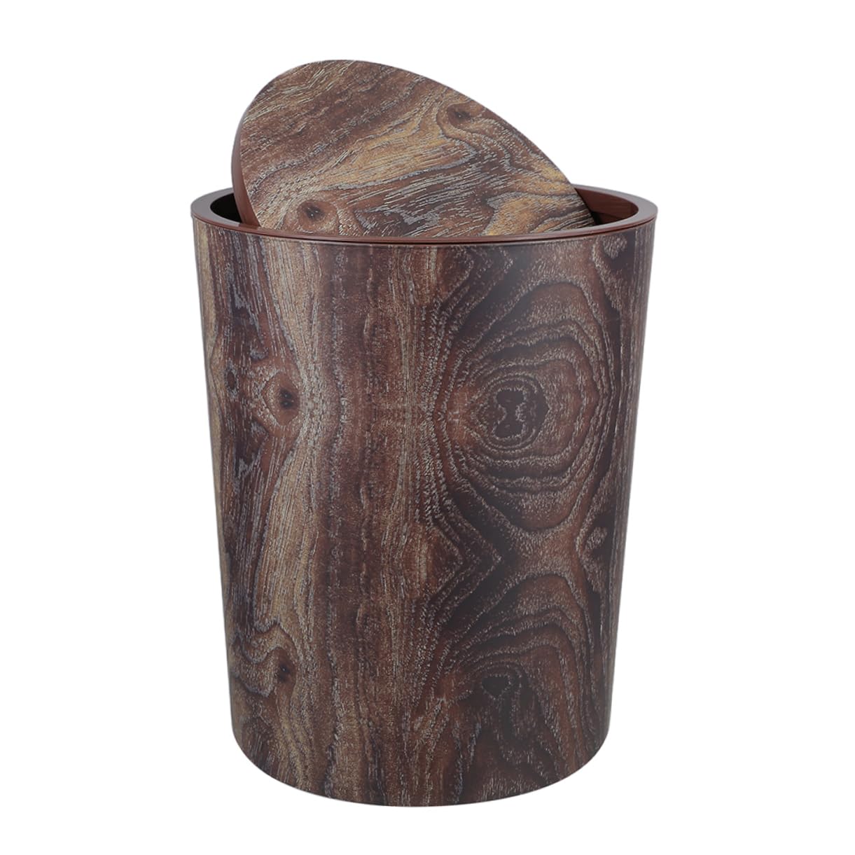 PRETYZOOM Cestino per Spazzatura in Plastica Pp Venatura del Legno Stile Fattoria Grande Capacità Cestino per Carta Straccia per Casa Cucina Ufficio Bagno Camera da Letto
