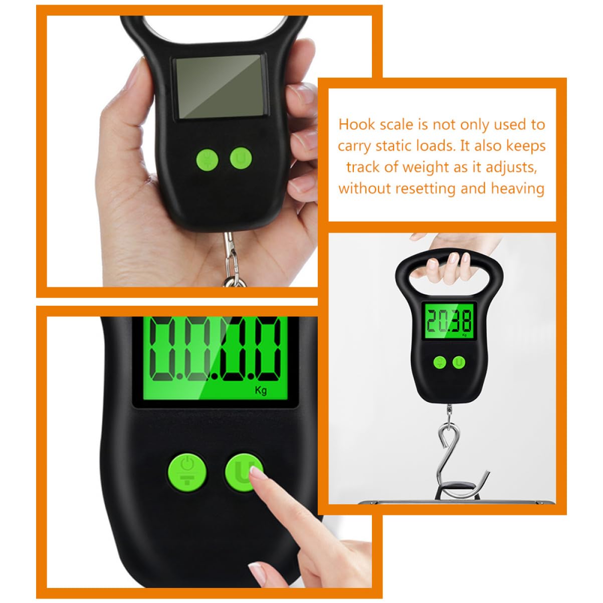TOYANDONA 3 Piezas Báscula Colgante Digital Portátil con Pantalla LCD y Gancho de Equipaje de Alta Precisión para y Pesaje de para Maletas y Cocina