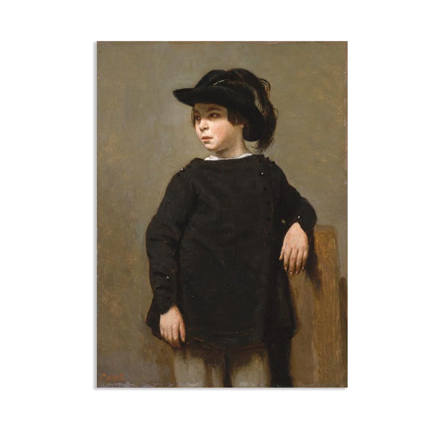 Hau3sh3a Jean Baptiste Camille Corot Wall Art Portrait of a Child Canvas Picture Serene Landscape Reproduction Wall Decor for Living Room Bedroom Office Home Decor42x30cm(17x12in) Poster