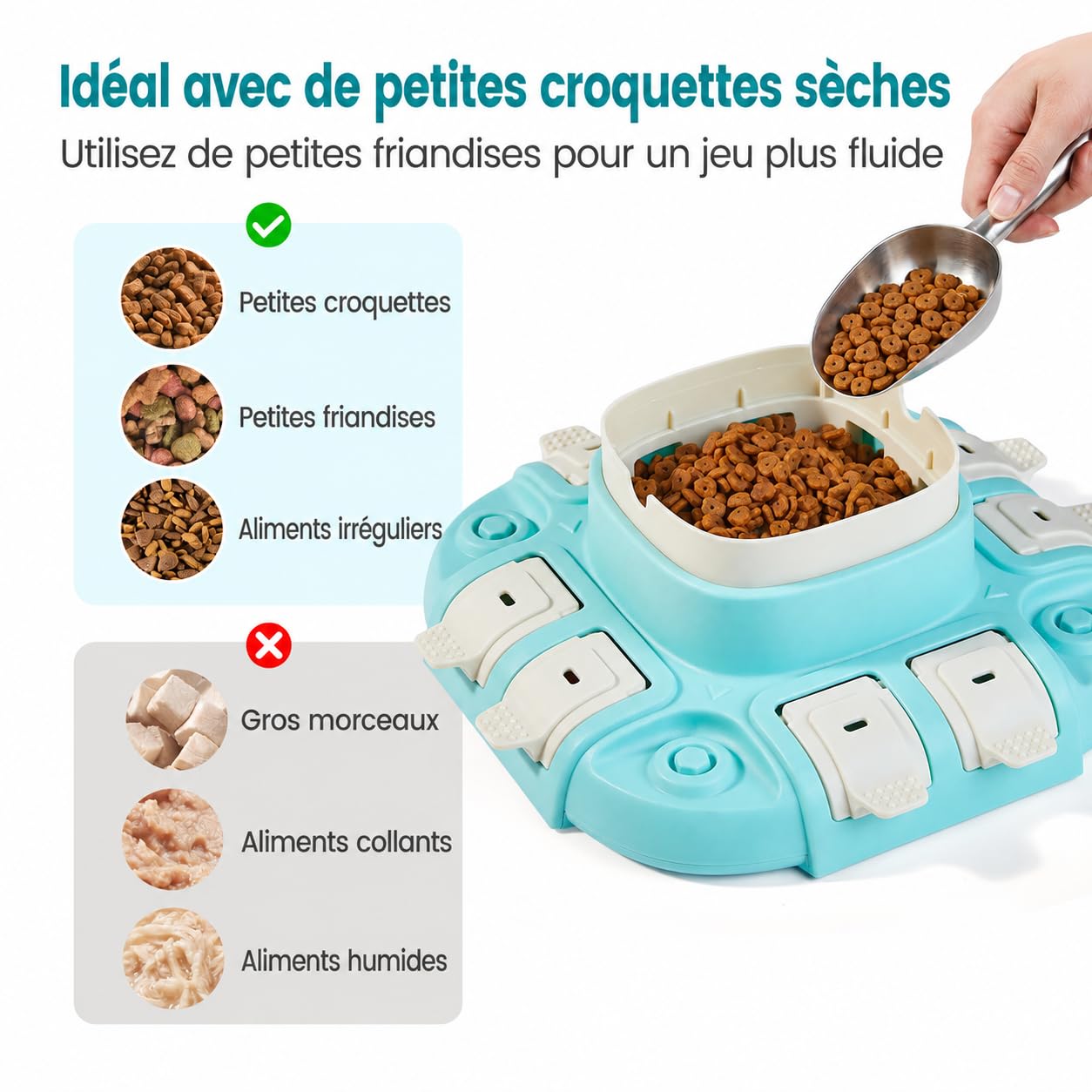 Potaroma Jouet Chien Puzzle d’Occupation, Gamelle Anti-Glouton 2 Niveaux | Pressez, basculez, trouvez : petites croquettes distribuées pas à pas pour des repas plus calmes.