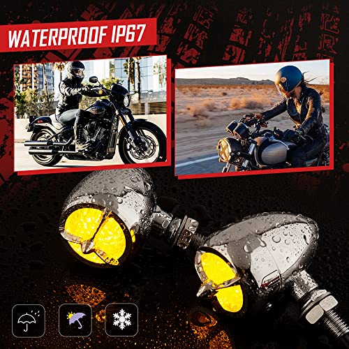 Hazawa Led Bullet Turn Signals Lights Motorcycle Heavy Duty Amber Blinker Universal Custom Indicators Compatible With Harley Davidson Cruiser Iron Softail Street Bike Honda Shadow Chopper(Chrome) #TOP5