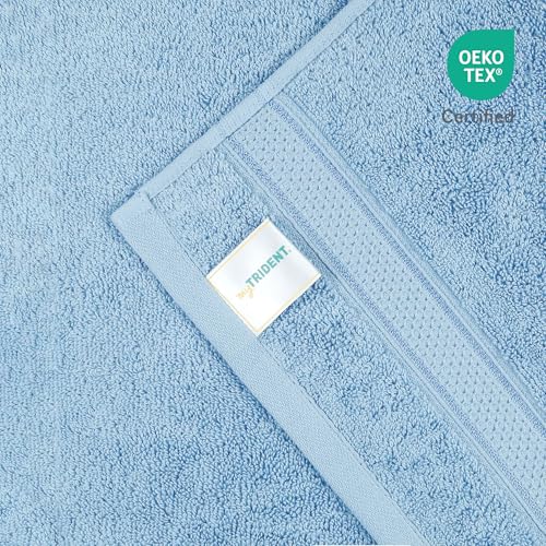 Image of MYTRIDENT Towels for Hand, Indulgence Collection, 100% Cotton Towels for Men /Women, 600 GSM, 2 Pc Hand Towel Set Luxury, 40 cm x 60 cm - Bora Blue