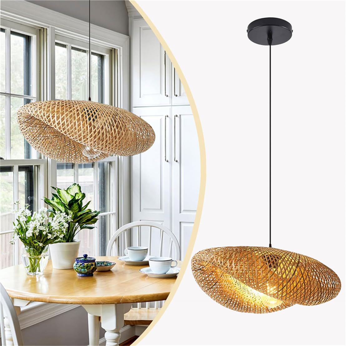 Lampada A Sospensione Con Design Unico A Nido D'uccello 1 Confezione Di Lampada A Sospensione In Vimini Naturale Per Ristorante Domestico Lampada Da Soffitto Regolabile In Altezza
