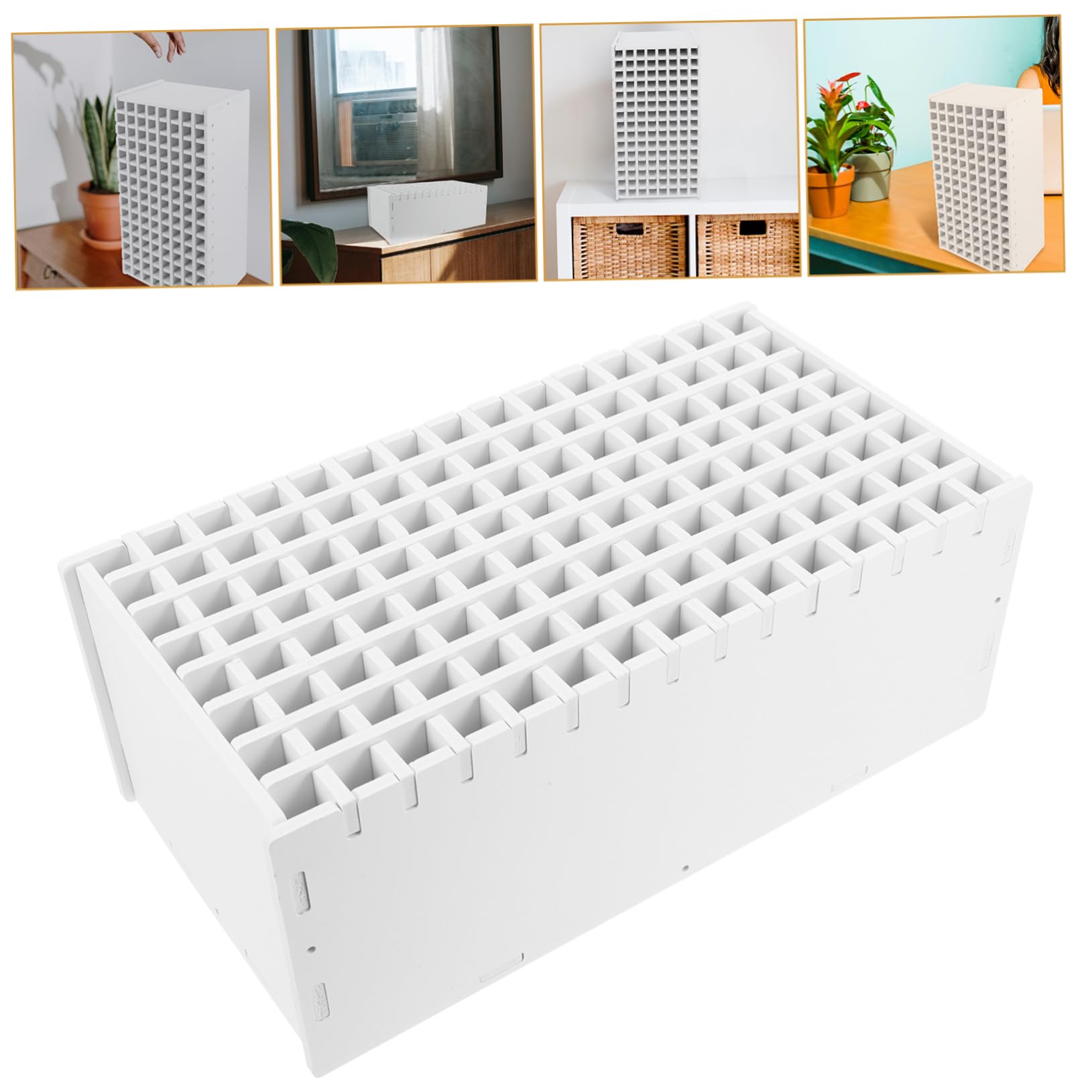 Uonlytech Organizer Multifunzionale in Legno Compartimenti per Penne da Scrivania Bianco, Porta Documenti Ufficio per Decorazioni Scuola e Uso Pratico