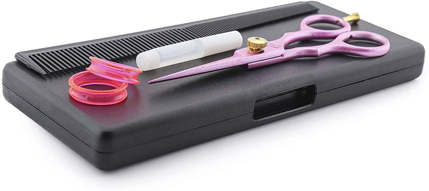 Haryali London, 5.5 Inch Hair Cutting Scissors Set, Professional Hairdresser Scissors in Pink with Adjustable Screw - Image 3