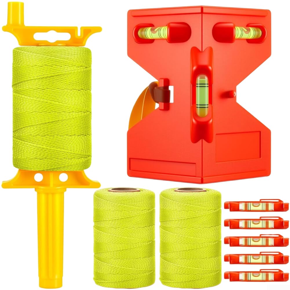 Kit di livella di corda con tubo angolare regolabile a 5 livelli di corda in nylon ad alta visibilità per costruzione e giardinaggio (confezione da 4)