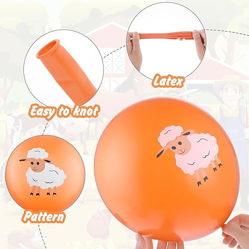 Miniatura 3 de Prasacco 40 globos de látex de animales de granja, globos de látex con temática de granja, globos de cumpleaños con temática de vaca, oveja, casa,