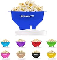 Vista 56 de Plegable silicona microondas aire caliente palomitas popcorn Popper Bowl con tapa y asas (negro)