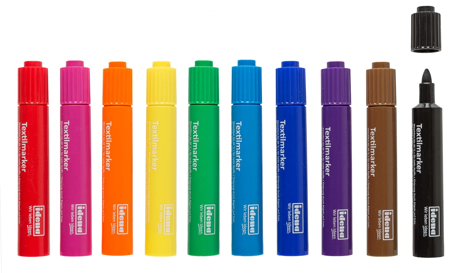 Idena 61044 - Lot De 10 Marqueurs Textiles Aux Couleurs Vives