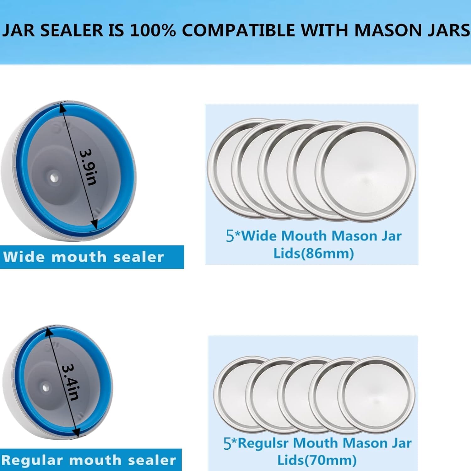 Food Saver Glasversiegeler, Vakuumversiegeler Lebensmittelaufbewahrungsversiegeler Vakuumversiegelungsset mit Schlauch für Food Saver Regular Wide Mouth