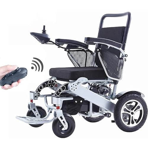 リモコンと自動折りたたみ機能を備えた電動車椅子、超軽量アルミ合金フレーム、高齢者や障害者向けのポータブル旅行用車椅子(Color:A)