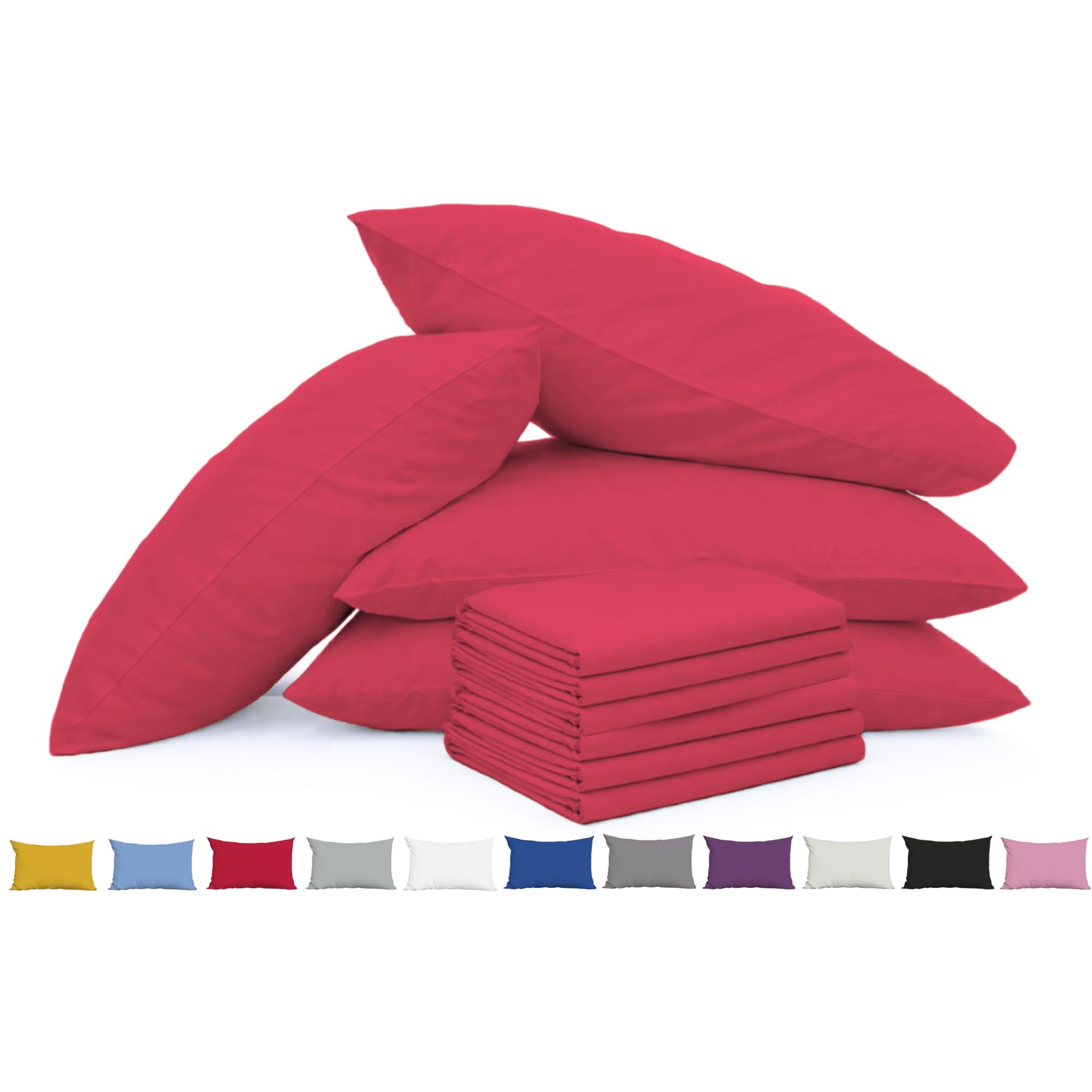 Pillow Cases 6 Pack Red - 100% Brushed Microfibre Pillowcases