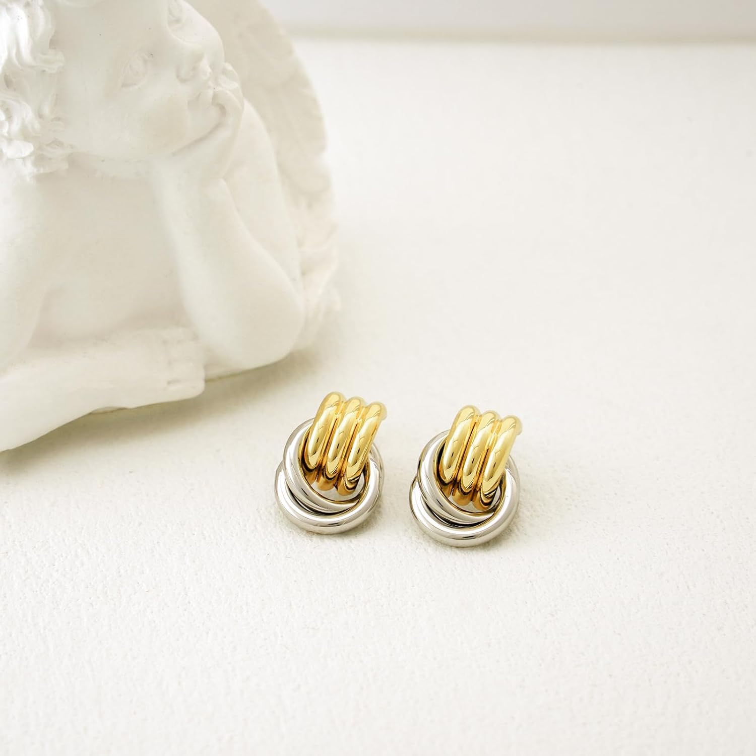 Chunky Small Knot Earrings Gold Silver Geometric Earrings for Women Dainty Gold and Silver Plated Dangle Drop Earrings Hypoallergenic and Lightweight Fashion Trendy Jewelry Gifts - Image 7