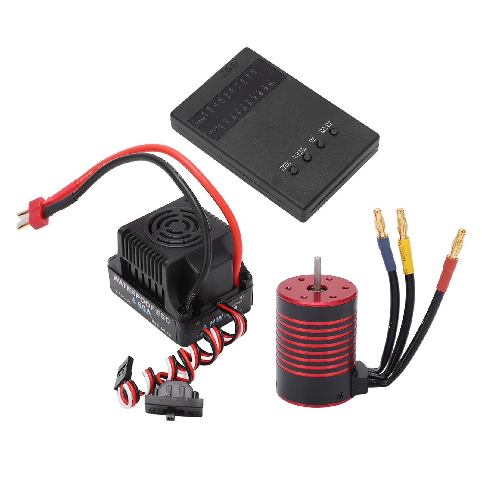 Kit ESC Motore Brushless 3650 Ad Alta Torsione con Scheda di Programmazione 60A Impermeabile per Appassionati di Auto RC (2300KV)