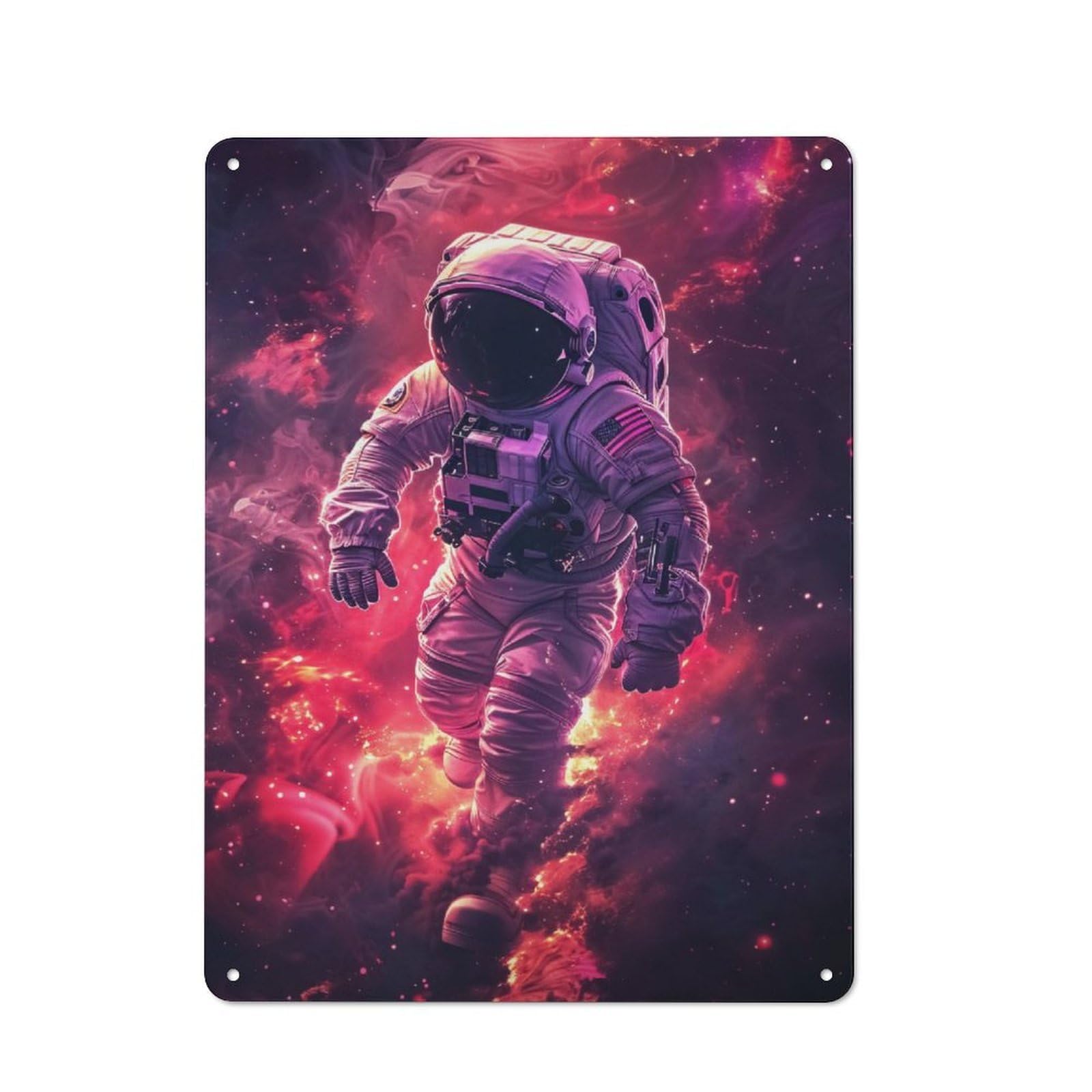 Junmoney Space Man Rustic Metal Wall Sign 40X30cm For Hobby Room Or Studio, For Vintage Wall Decor Fans, For Themed Room Decoration