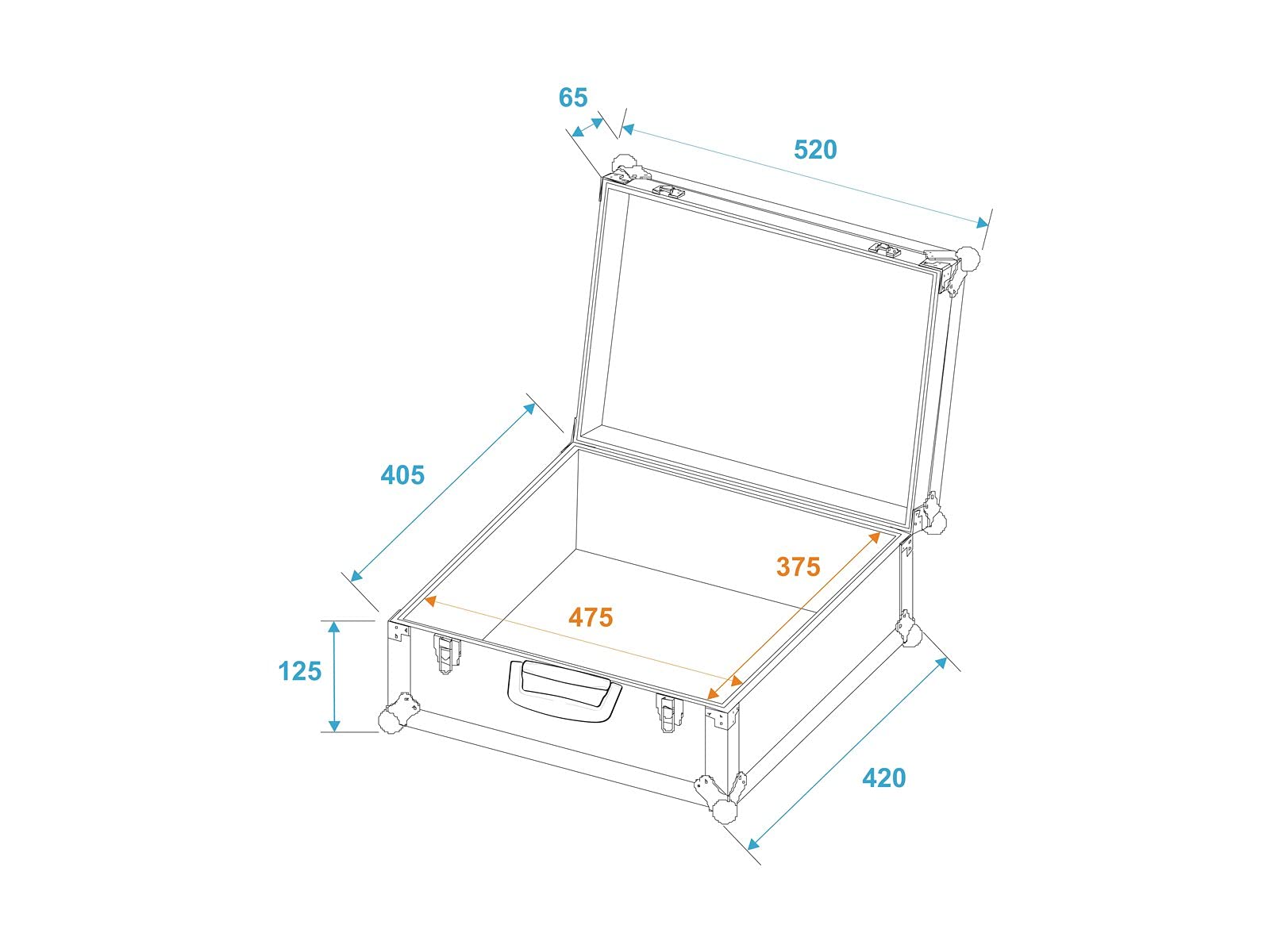 ROADINGER Universal-Koffer-Case Pick 52x42x18cm | Flightcase, universal einsetzbar, mit anpassbarem Würfelschaum und Trennwänden