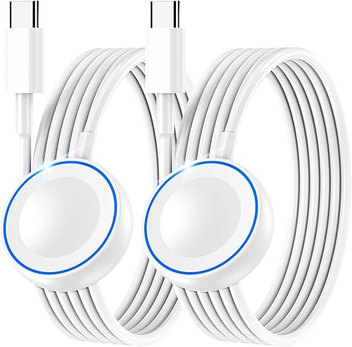 Paquete de 2 cargadores para Apple Watch, cargador rápido de 5 W, cable de carga USB C magnético de viaje hecho para Apple Watch Series 1110987,