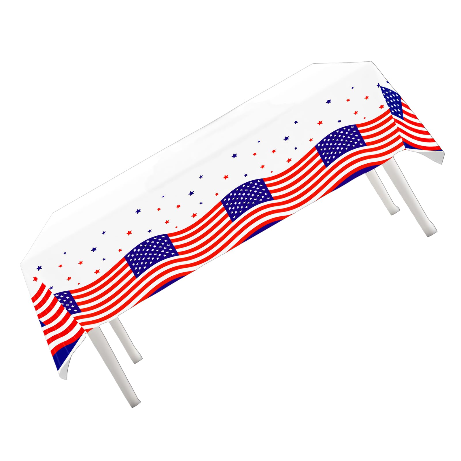 Kangnice Practical Long Tricolor National Theme Dining Cloth Sturdy Polyethylene Materials for Family Gatherings Tricolor Patriotic Tablecloth