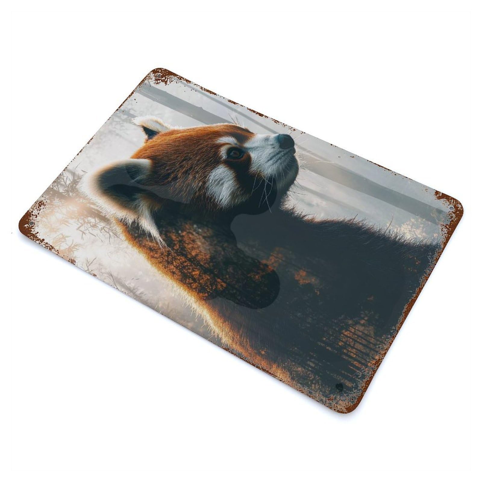 Red Panda in Forest Vintage Metal Tin Sign 11.8"x7.9", for Cafe, Home Bar And Lounge Decor, Vintage Wall Decor