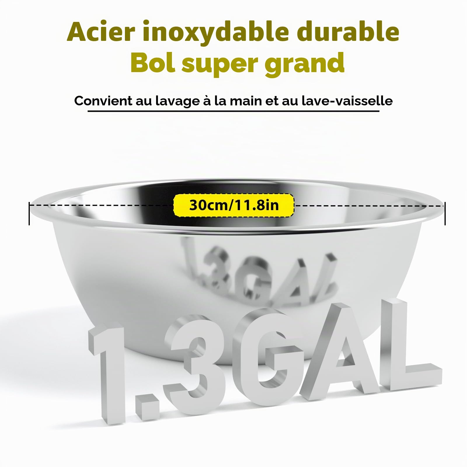 ADENGL Gamelle d'eau surélevée de 5 litres pour grands chiens, 4 hauteurs réglables (33 à 45,7 cm), bol surélevé en acier inoxydable avec tapis anti-déversement et support en métal robuste, mangeoire