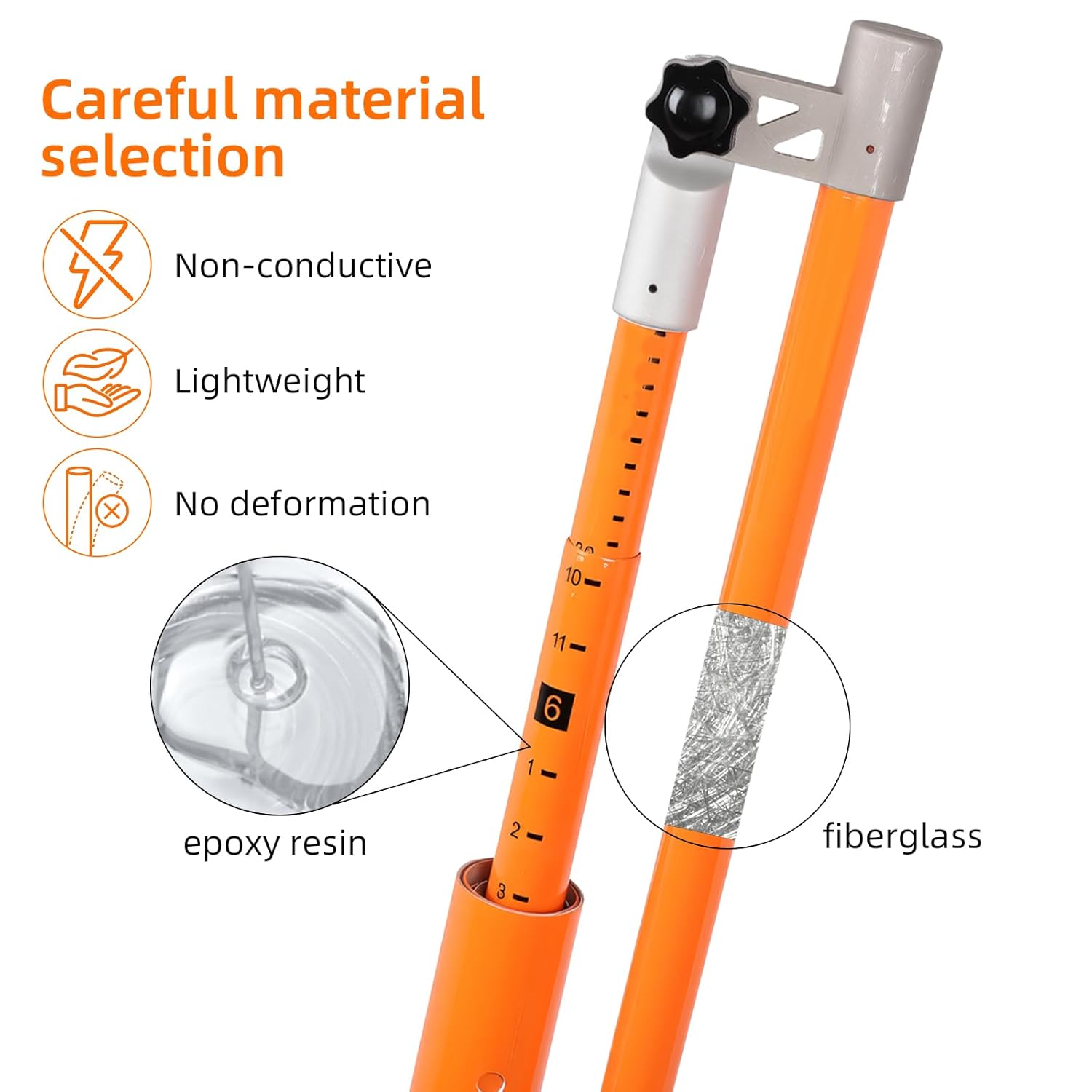 20FT Load Height Measuring Stick, Retractable Measuring Pole Height Stick with Storage Bag, Imperial & Metric Fiberglass Rod, Adjustable Height Measurement Stick for Semi Trucks, Bale Trailer, Tank