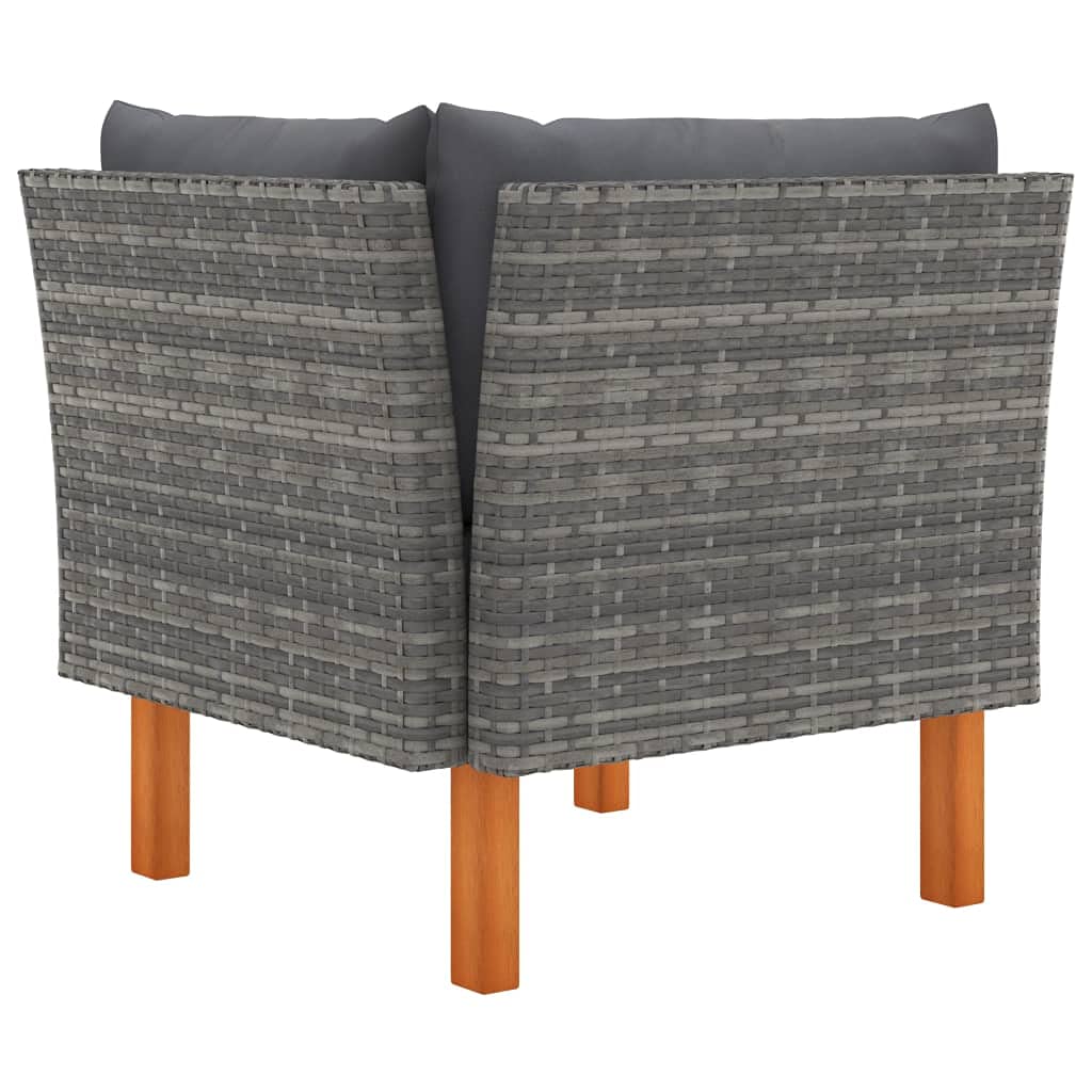 VidaXL Set Divani da Giardino 6pz Polyrattan Legno di Eucalipto Nero