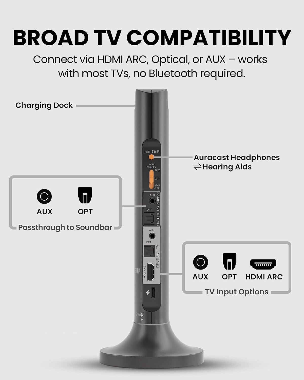Avantree Opera Aura - Auriculares TV Auracast con HDMI ARC