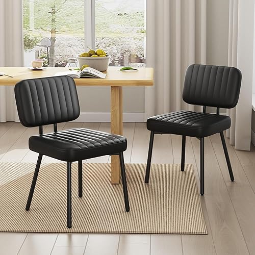 Juego de 4 sillas de comedor, tapizadas modernas de mediados de siglo, sillas decorativas para cocina, comedor con asiento acolchado de piel