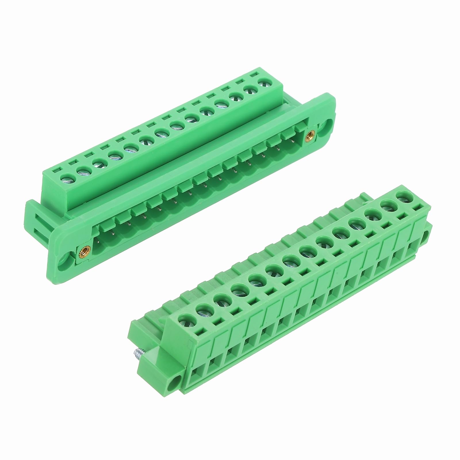 sourcing map 14-Pin 5.08mm Pitch Pluggable Screw Terminal Block Connectors, PA66 300V 10A Through-Wall PCB Terminal with Panel Solderless Wiring Connectors 26-10AWG for Electronic